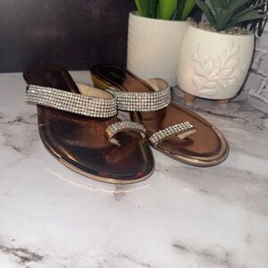 Glamorous Rhinestone Brown Sandals